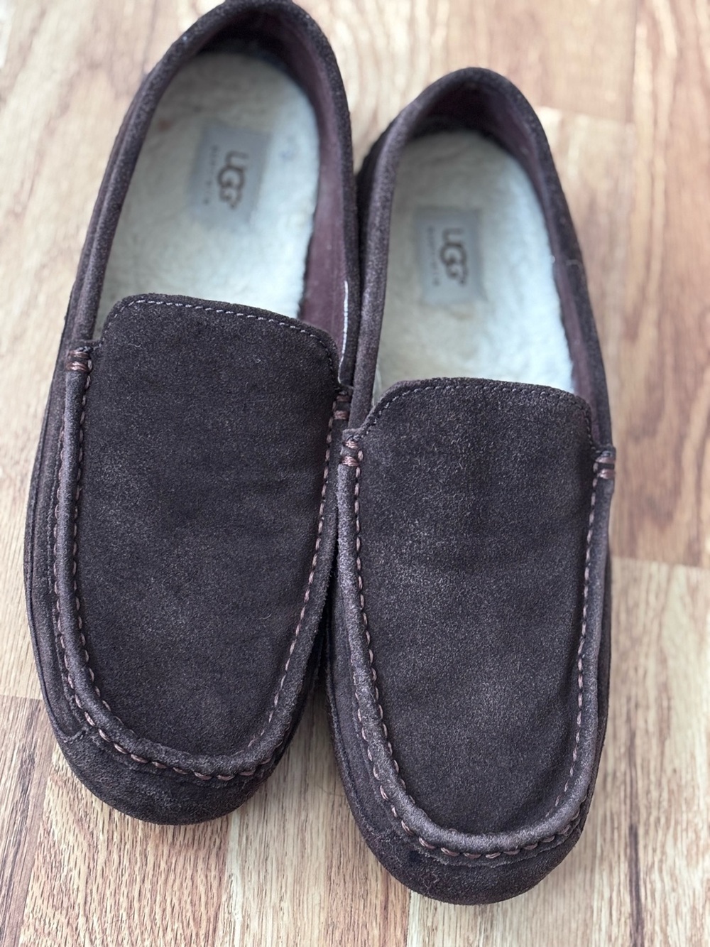 UGG Men's Chocolate Brown Suede Slip-On Loafers